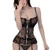 Sexy lingerie vest garter sexy lace perspective seduction tight body passion