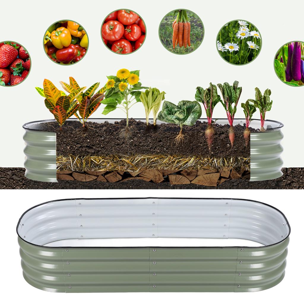 Raised Garden Bed Steel   Outdoor Planter Box with Open Bottom for Vegetables Fruits Flowers