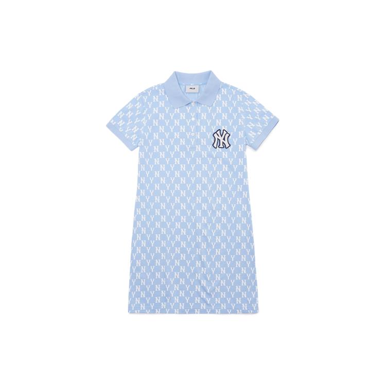 

New MLB Base Logo Short Sleeved Dresses Women s Light Blue 3FOPM0223-50BLL XS