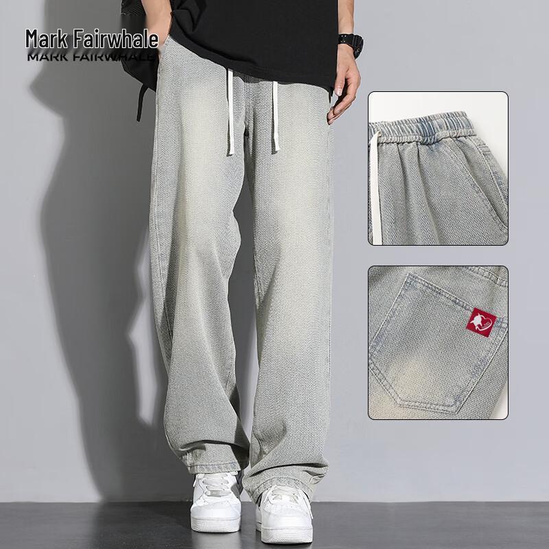 MARK FAIRWHALE Men s Retro Loose Straight Wide-Leg Jeans L