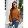 Spring and Autumn Women's Blouse Waffle Knit Corset Top Strapless Long Sleeve Top  Loose Shirt