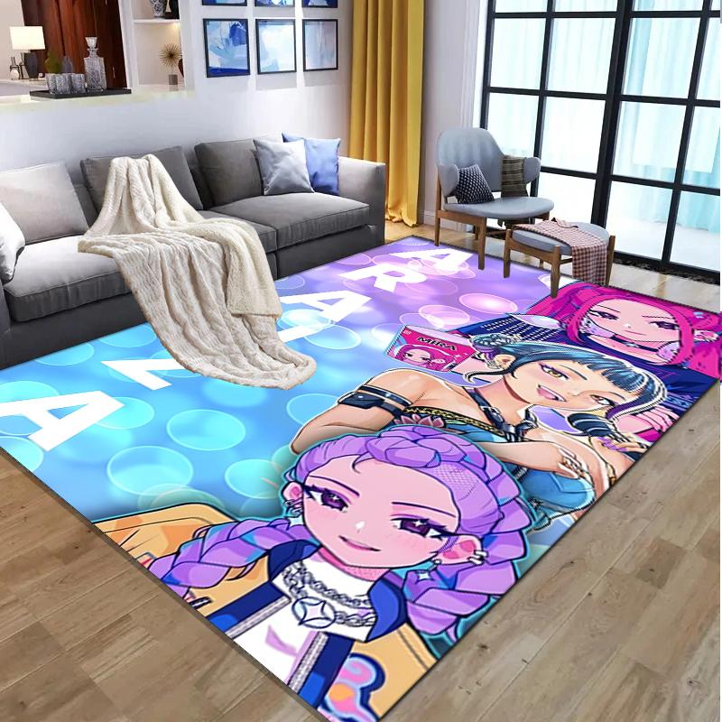 KPop Demon Hunters Pattern Rug, Indoor/Outdoor Mat, for Picnic, Gameroom, Bedroom, Office, Living Room, Home Decor Carpet, Birthday Gift