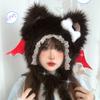Furry Cartoon Head Cover with Ear for Outdoor Sports Furry Hat Kitten Oversized Headgear Hat for Winter