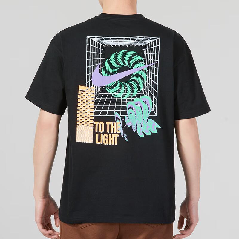 Nike Logo Print Sports Fitness Training Round Neck Short Sleeve T-Shirt Men Tops Black FB9787-010