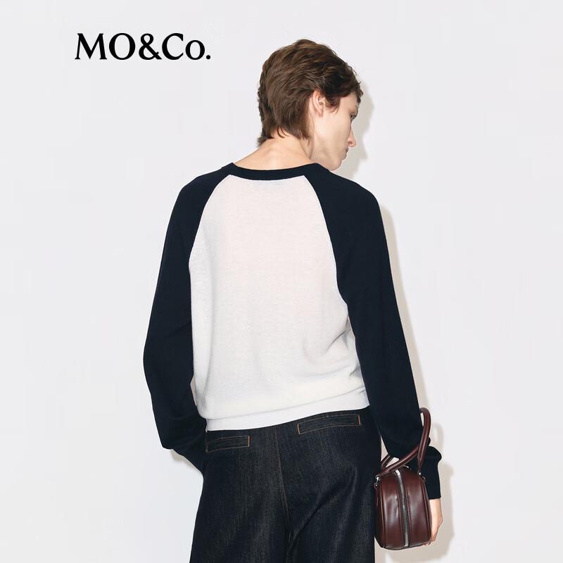 MO&Co. Winter New Merino Wool Round Neck Raglan Sleeve Sweater