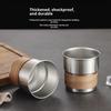 230/330Ml Stainless Steel Camping Mug With Wooden Anti Scald Sleeve Foldable Handle For Hiking Picnic Travel Use