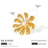 18K Gold Plated Stainless Steel Flower Pearl Ring, Custom Vintage Statement Ring for Cocktail Party Birthday Gift
