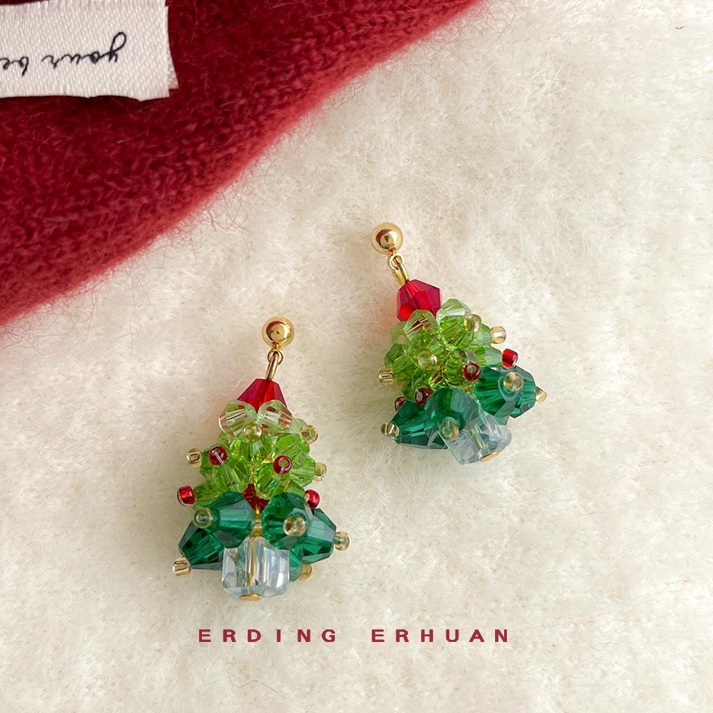 Серьги ручной работы в виде свежих сладких бантиков для рождественской елки