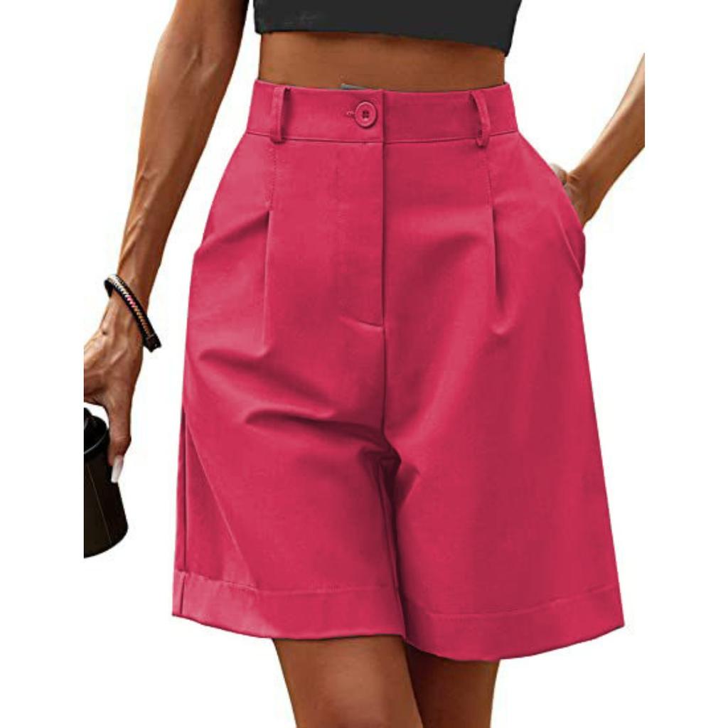Pantalones para Mujer, Verano, Corte Ajustado, Cintura Alta, Corte Holgado, Adelgazantes, Pierna Recta, Pantalones Casuales de Longitud Media, Transpirables, Pierna Ancha, Pantalones Cortos