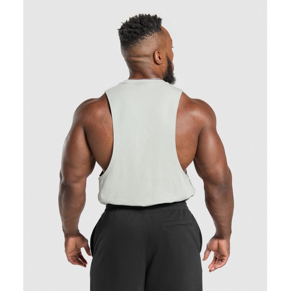 Gymshark Legacy Drop Arm Tank Stone Grey A5a2z Gb7s