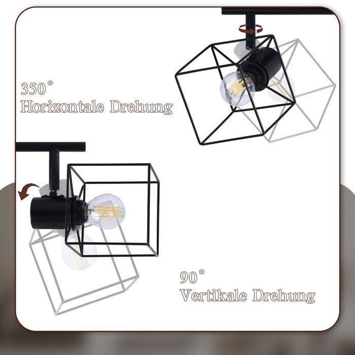 Spot de plafond - NETTLIFE - 3 ampoules - E14 - Orientable 350° - Métal noir