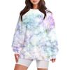 Women's Casual Print Round Neck Loose Long Sleeve Sweatshirt Top With Pocket