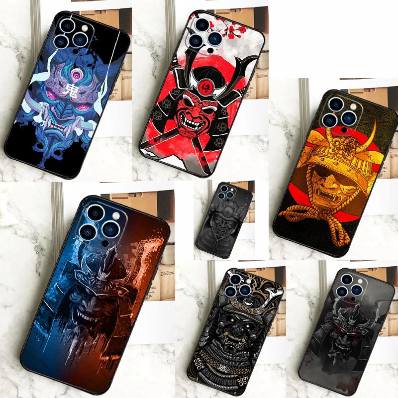 Oni Samurai Mask Phone Case For iPhone 16 15 14 13 12 11 Pro Max X XR XS Max 7 8 Plus 12 13 Mini Back Cover