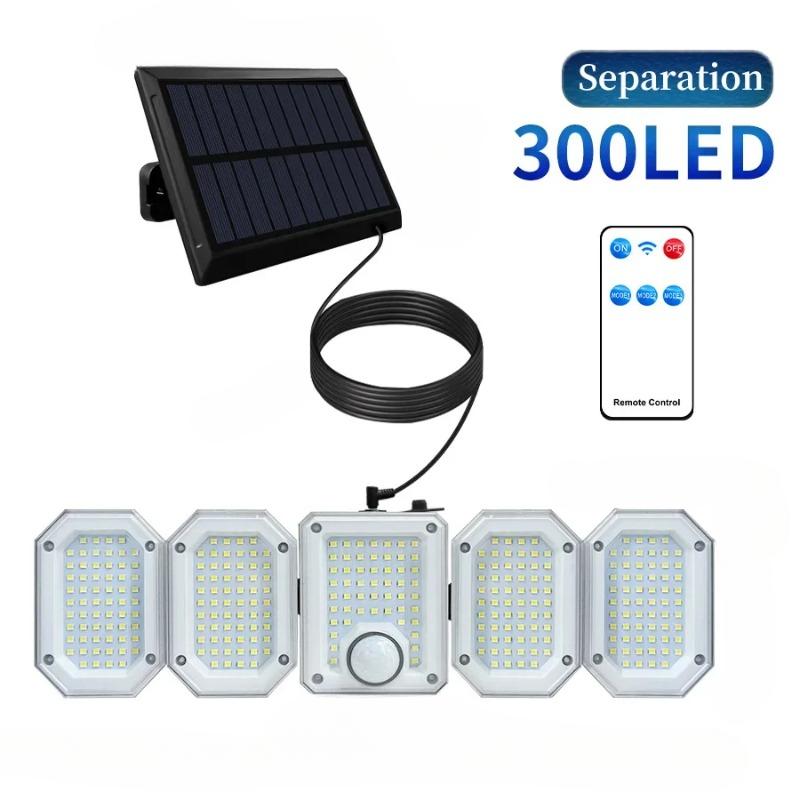 

Солнечные светильники Mexllex для использования на открытом воздухе с датчиком движения, 300 суперярких светодиодов с пультом дистанционного управления, 3 режима, водонепроницаемость IP65 для сада 333 LED split type+A