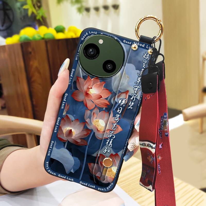 Wrist Strap Lanyard Phone Case For Sharp Aquos R9/SH-51E Wristband Kickstand Waterproof Fashion Phone Holder Silicone