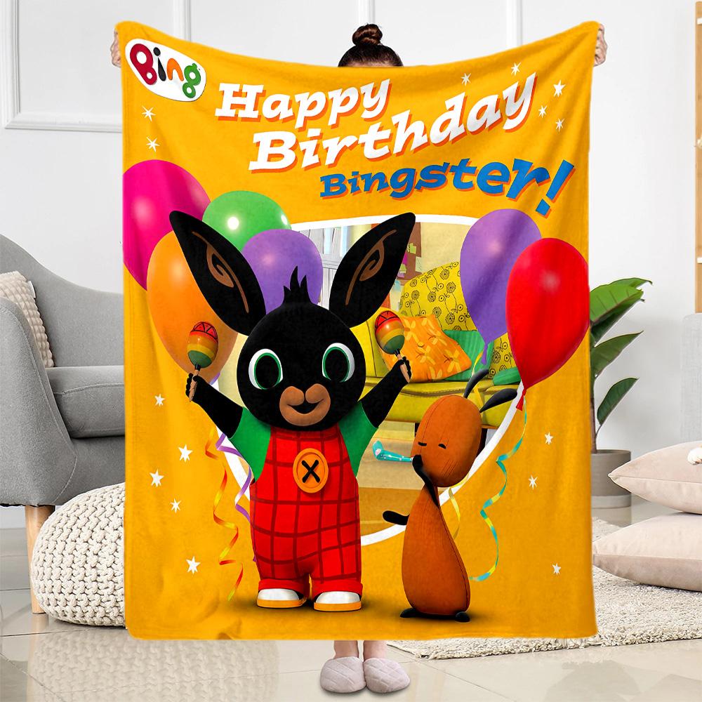 Bing's Birthday Celebration Blanket Ultra-Soft Perfect for Picnics Couch Office Chair for All Seasons Modern Unique Gift for Family and Friends Campin