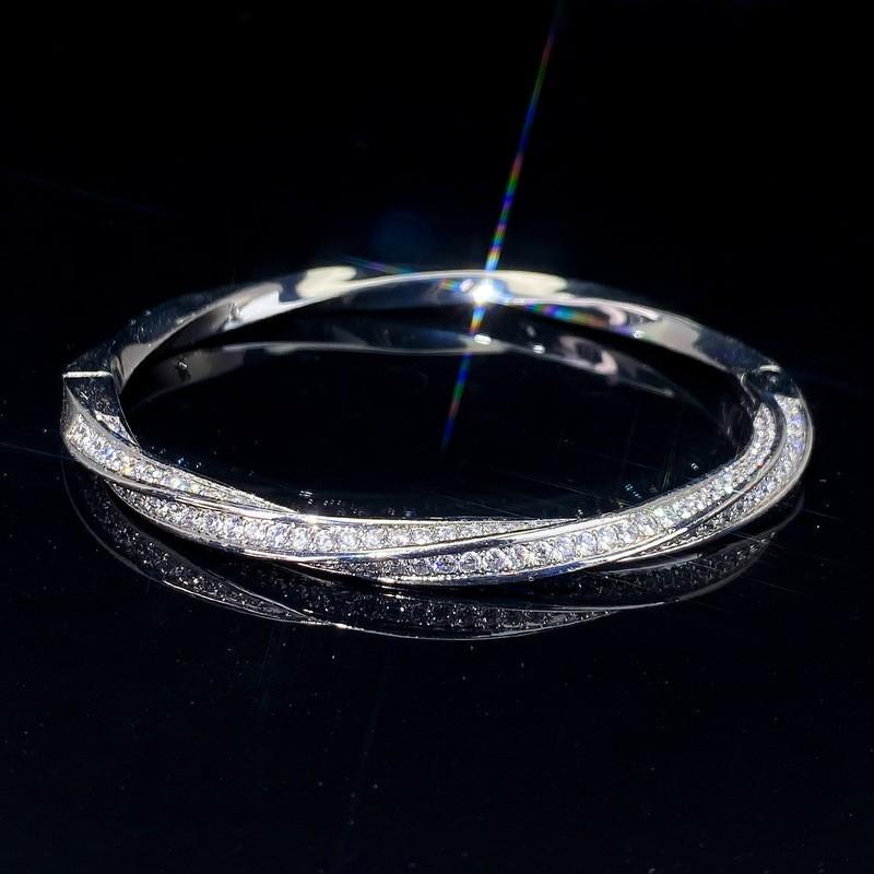 Elegant Full CZ Rhinestone Womens Bracelet Gold Plated Copper Adjustable Fashion Jewelry Daily Wear