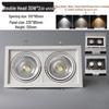 LED Double Head Spotlight: Embedded Grille, Single or Triple Head, Square Cylinder Design - Ideal for Living Room or Commercial Spaces.