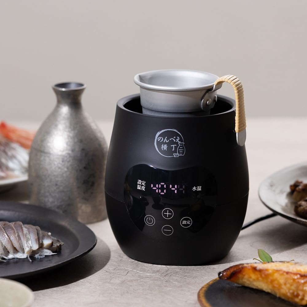Mitsuya Electric Elektrischer Sake-Wärmer, Nonbe Yokocho NBE-1, Heißwasser-Typ, für Japanischen Sake, Elektrisch, Heißer Sake-Wärmer (Schwarz)