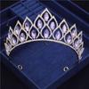Royal Queen Geometric Crystal Crown Tiaras Headband Bridal Diadem for Princess Pageant Bride Headdress Wedding Hair Jewelry