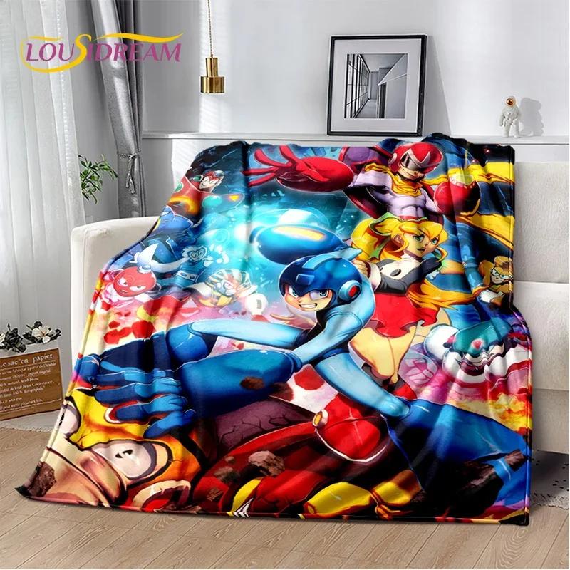 Retro Cartoon Rockman Mega Man Game Soft Flannel Blanket for Beds Bedroom Sofa Picnic,Throw Blanket for Outdoor Leisure Nap Gift