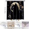 1pc Elegant Black Cat & Floral Shower Curtain - Polyester Fabric Bathroom Decor with 12 Hooks, 70. 8x70. 8 Inches, Moonlit Fores