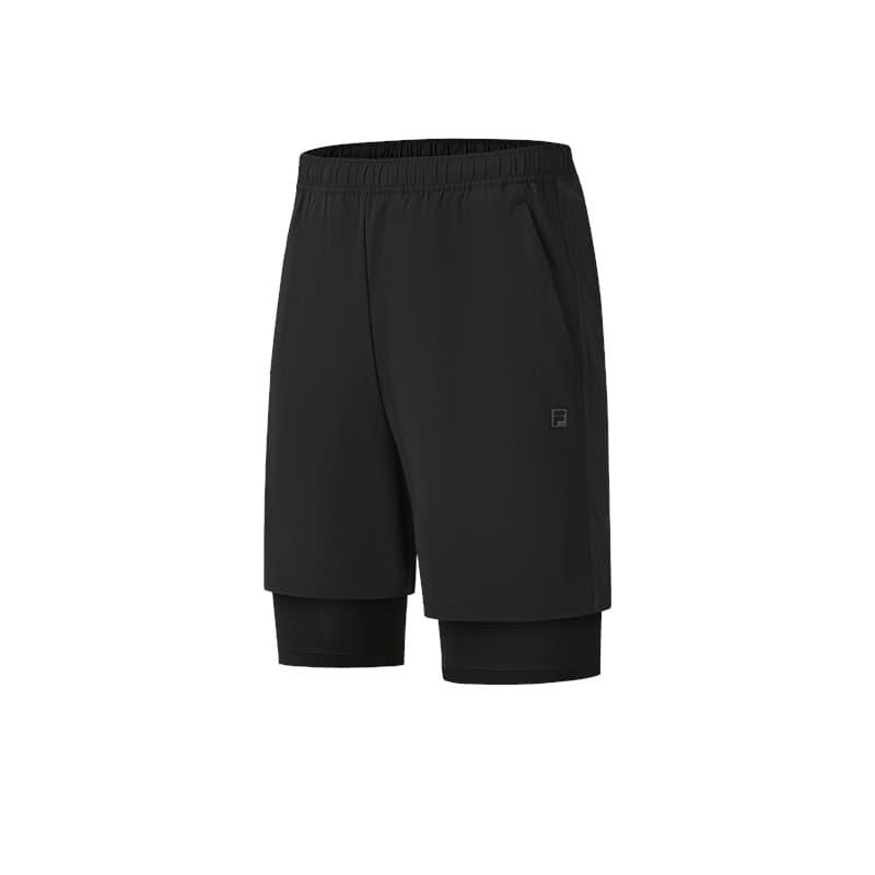 FILA Fitness Two-In-One Set Simple Training Versatile Breathable Comfortable Sports Men activewear Deep-Black A11M621817FBK M