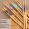 Креативный бамбуковый набор палочек для еды против плесени: Натуральные, Нескользящие, Экологичные, Дизайн с принтом, 5-20 пар