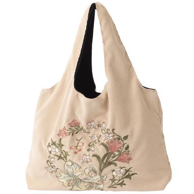 Jubilee Corduroy Tote Bag with William Morris 3D Embroidery, Golden Lily