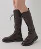 Salt And Chocolate Lace-Up Flat Walker Long Boots 412148002 (3.5Cm/3Color)