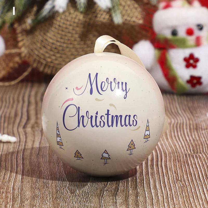 Christmas Round Gift Boxes Ball Shaped Tinplate Xmas Tree Hanging Ornament Christmas Candy Jar Cans New Year Navidad Decorations
