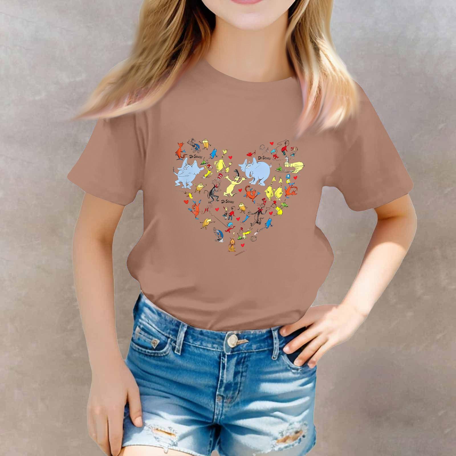 

Toddler Boy And Girl T-Shirts Kids Top Girls Printed Short Sleeved T-shirt 160 кофейный