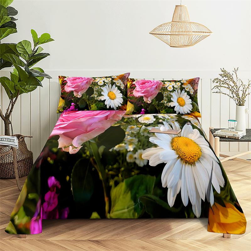 Home Bedsheets Luxury Rose Single Bedsheet Fashion Design Flowers Sheets Queen Size Bed Sheets Set Bed Sheets and Pillowcases