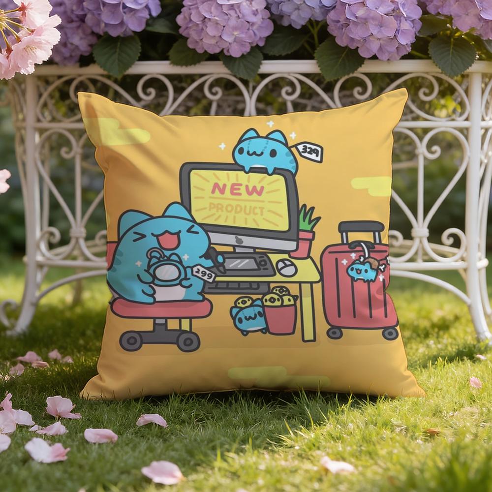 B-Bugcat C-Capoo Cushion Cover Home & Car Dual-Scene Pillow Cover: Reversible for Premium Comfort