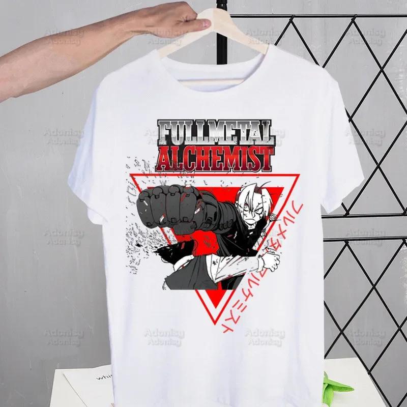 Fullmetal Alchemist Men's Tshirt Cute Printing Shirt Mens Fashion Anime Edward Elric T-Shirt For Men Casual Tops Short Sleeve