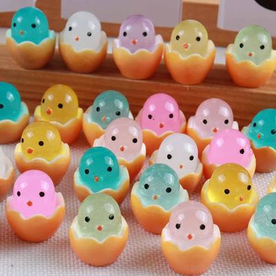 Poussin Jouet Coquille d'Oeuf Lumineuse, 10 Pièces Cadeau Maternelle, Décoration Paysage Micro Résine DIY, Produit pour Enfants