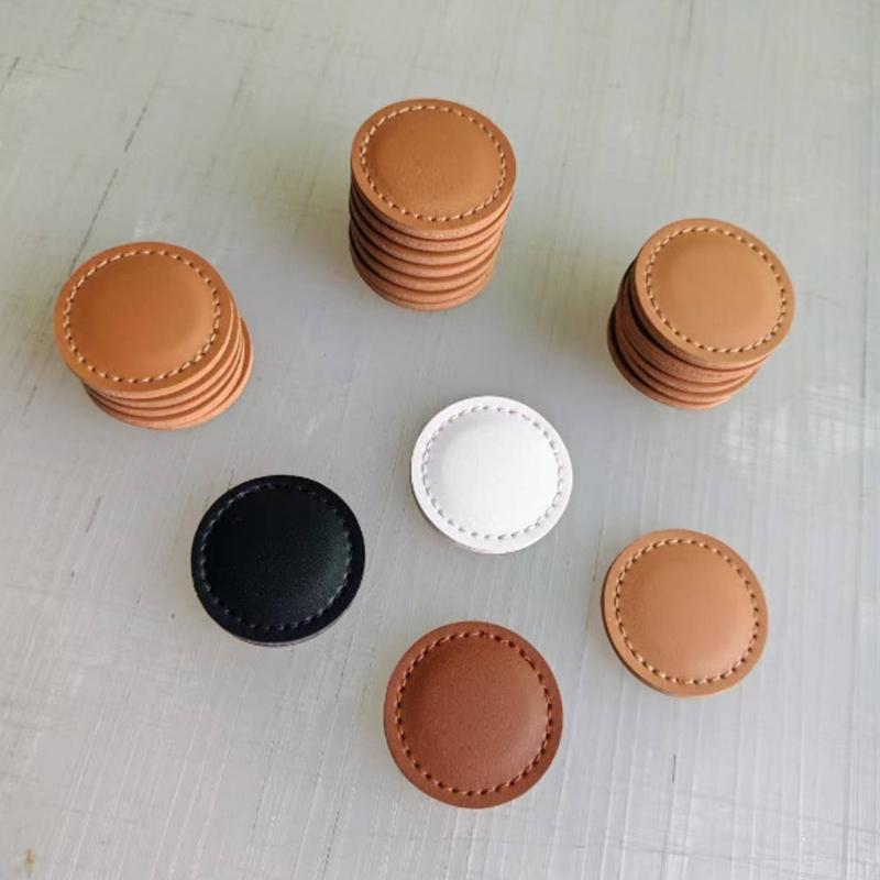 Flat Golf Ball Position Marker With Strong Magnetic Artificial Leather Round Golf Ball Marker Golfers Gift 4cm Size