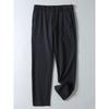 with Wool, Wrinkle-Resistant, Solid Color, Autumn and Winter Men's Elastic Straight-Leg Business Casual Pants, Cold-Proof, Fleece-Lined Long Pants