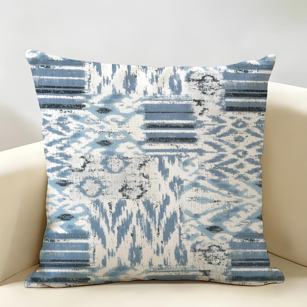 Retro Geometric Antique-Style Jacquard Fabric Cushion Cover Natural Linen Organic Fabric Printing Breathable For Home Decor