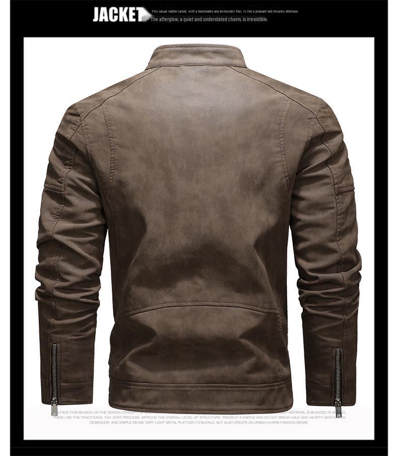 New Men's Asymmetrical Zipper Leather Motorcycle Jacket - European & American Style