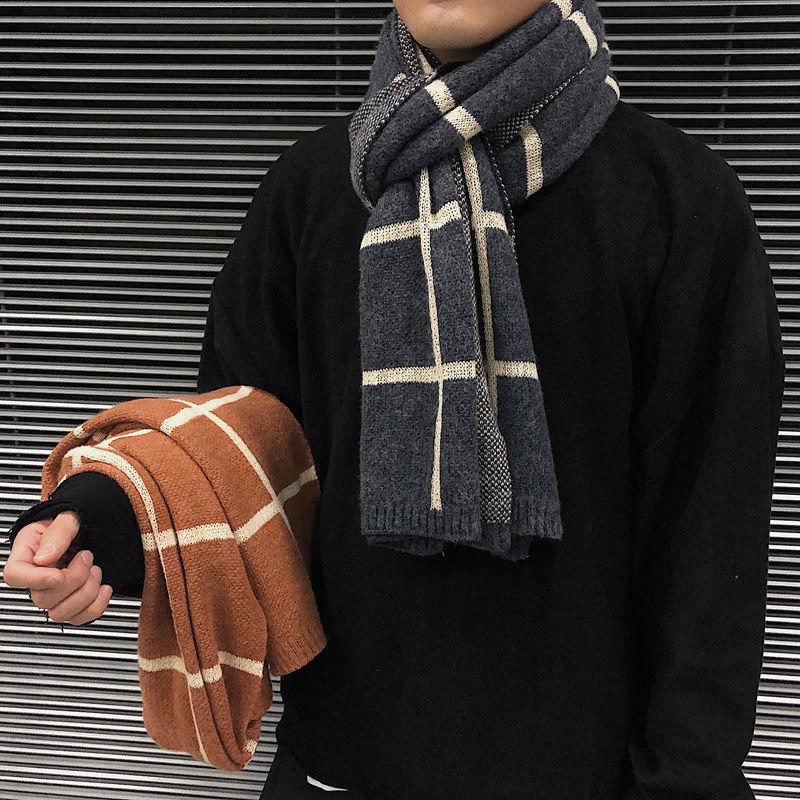Pánská zimní šála Narozeninový dárek pro přítele Studenta Vlněná Korejský styl Všestranná Pletená Hřejivá Pár Nákrčník