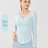 Women's V-Neck Slim Fit Long Sleeve Sports Base Layer Yoga Top