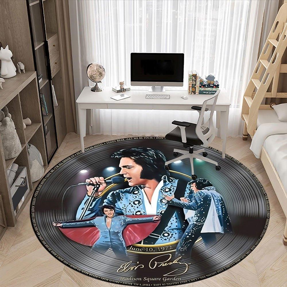 Elvis Presley Live At Madison Square Garden Picture Disc LPRound Non-Slip Chair Mat Chair Carpet for Office Rugs for Office Decor Gift For Valentine's