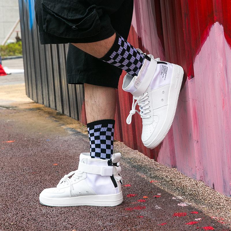 Korea Harajuku Móda Kostkované Ponožky Streetová Móda Sportovní Potisk Skateboardové Ponožky Hip Hop Geometrická Šachovnice Hip Hopové Ponožky