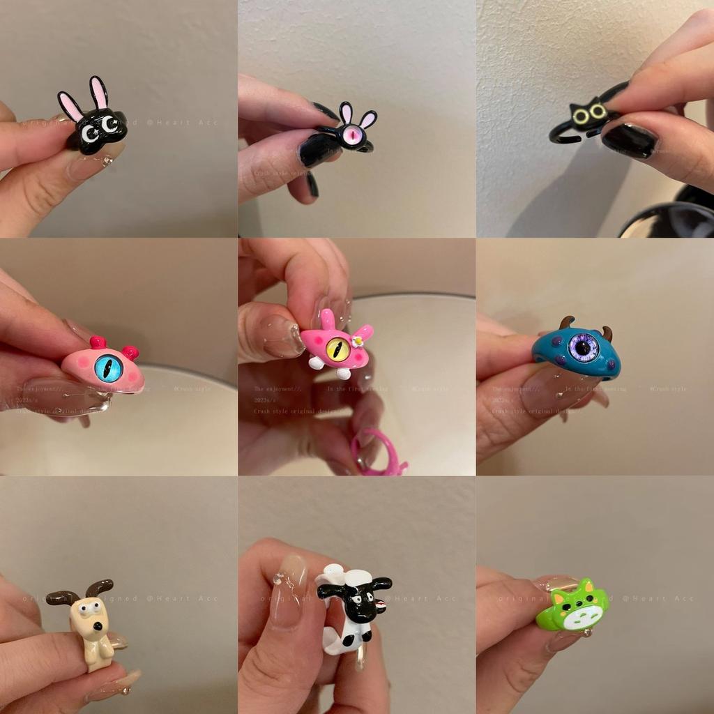 Cute and Quirky Cartoon Alloy Ring - Unique and Fashionable, Small and Niche Design, Open Mouth, Index Finger Ring