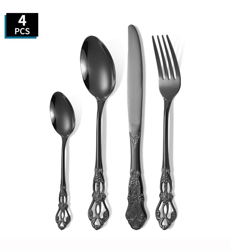 24/32pcs Gold Dinnerware Set Stainless Steel Royal Spoon Forks Knives Kitchen Cutlery Western Dinner Silverware Tableware Gift