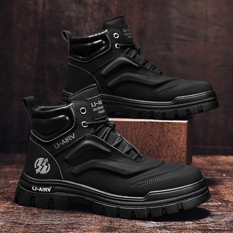 

Мужская повседневная обувь, рабочая обувь на шнуровке с толстой подошвой, мужская обувь для работы на открытом воздухе, высококачественные ботинки для походов на осень и зиму 44