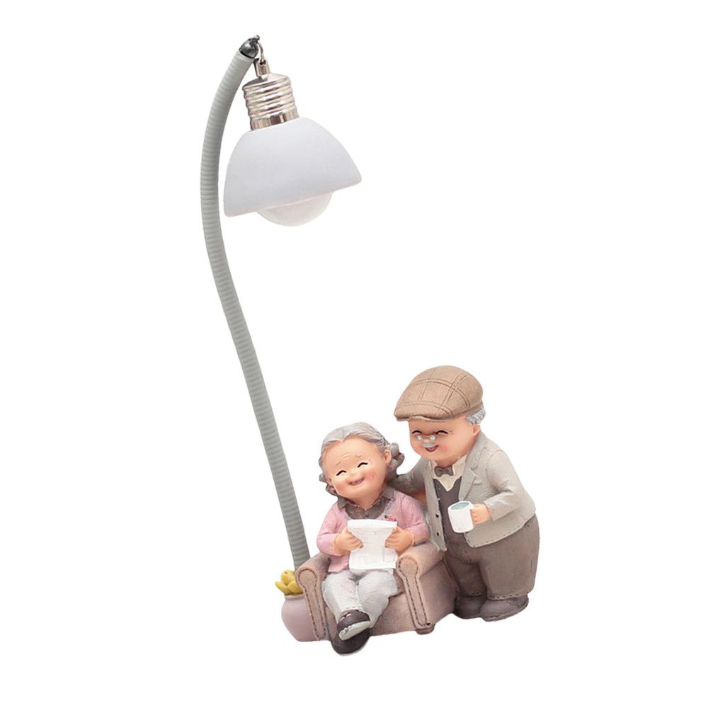 Lovely Night Lamp Featurings Elderly Couple Figurine for Romantics Home Ambiances Wedding Decoration Gift for Friend
