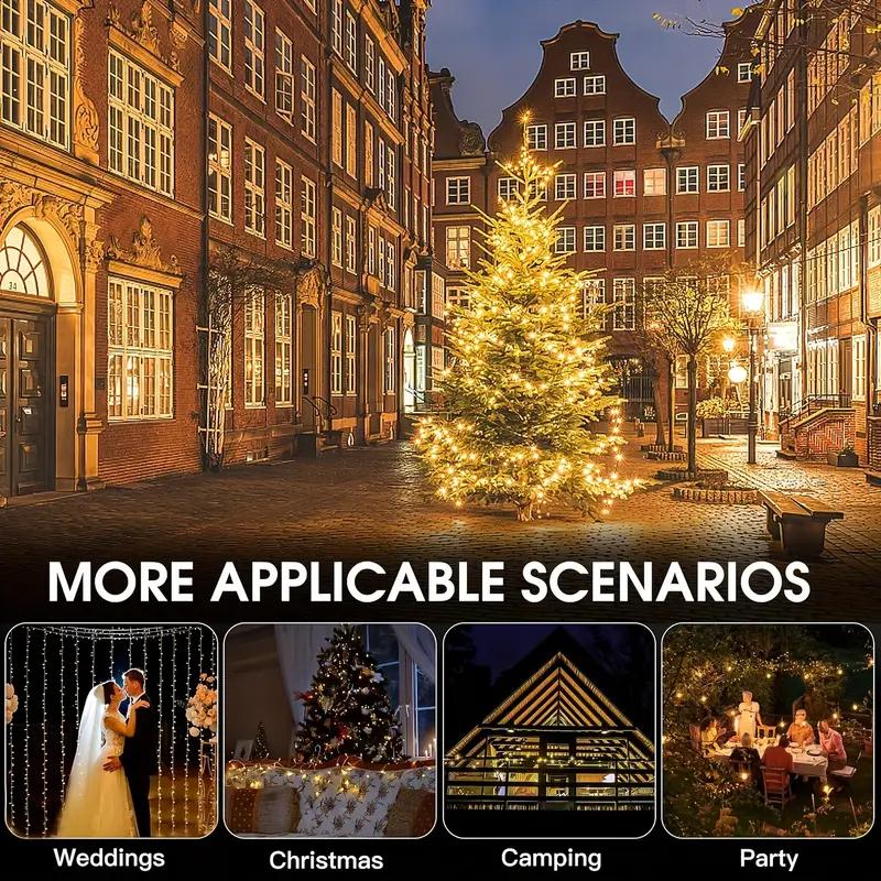 LED Solar String Lights 7/12/22M 8 Lighting Modes Waterproof Fairy Lights for Outdoor Garden Christmas Party Decorations