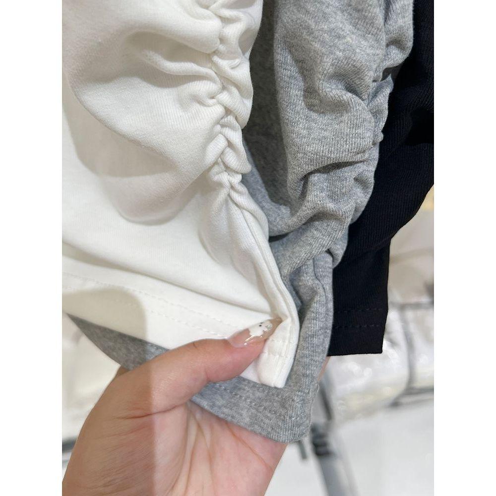 Women's Summer 2025 Pleated Lace Bow Short Sleeve T-Shirt
